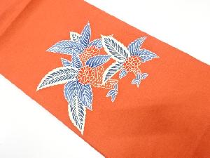 未使用品　縮緬地　草花模様　名古屋帯